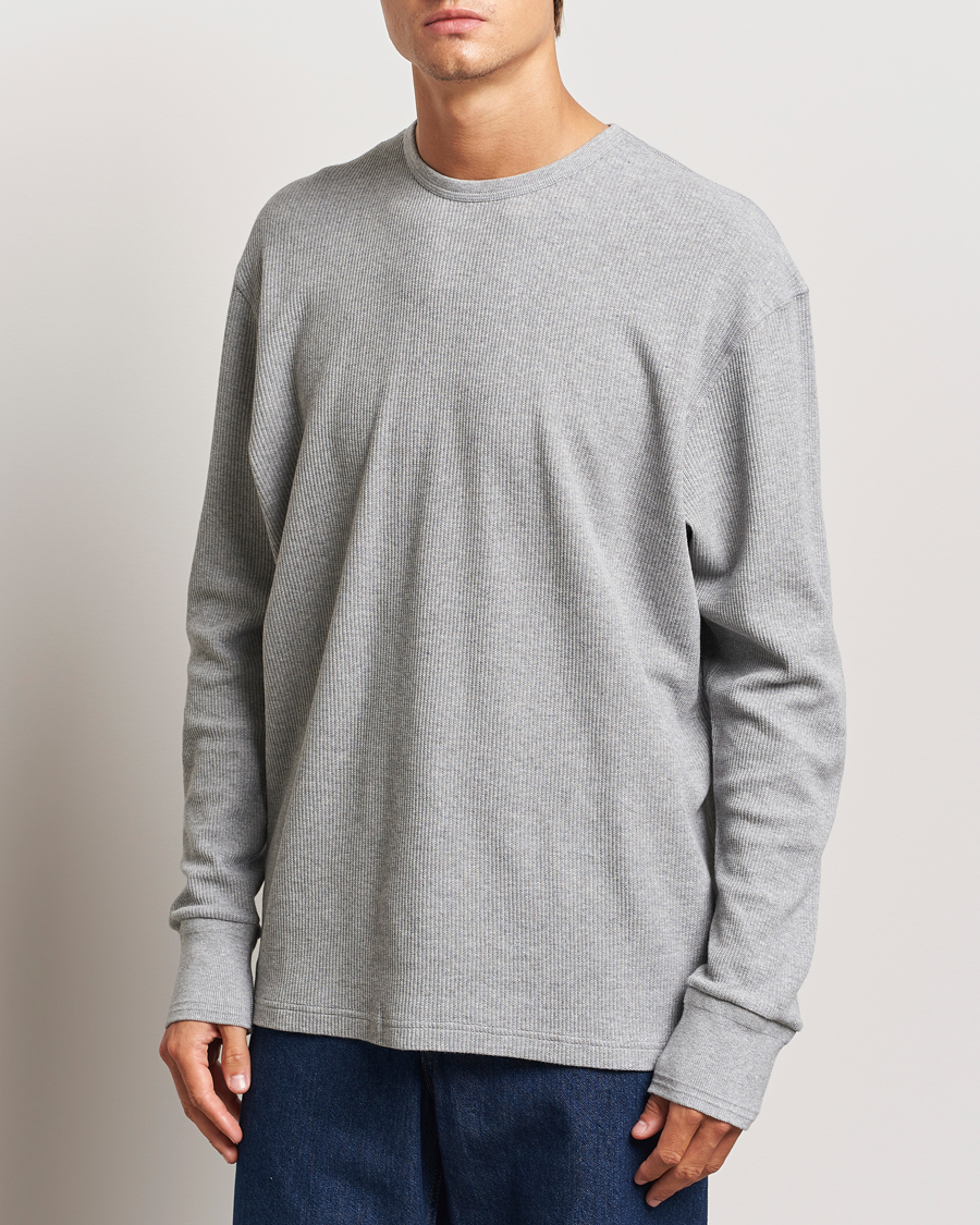 Herre | Trøjer | Jeanerica | Jean Waflle Texture Sweater Light Grey Melange