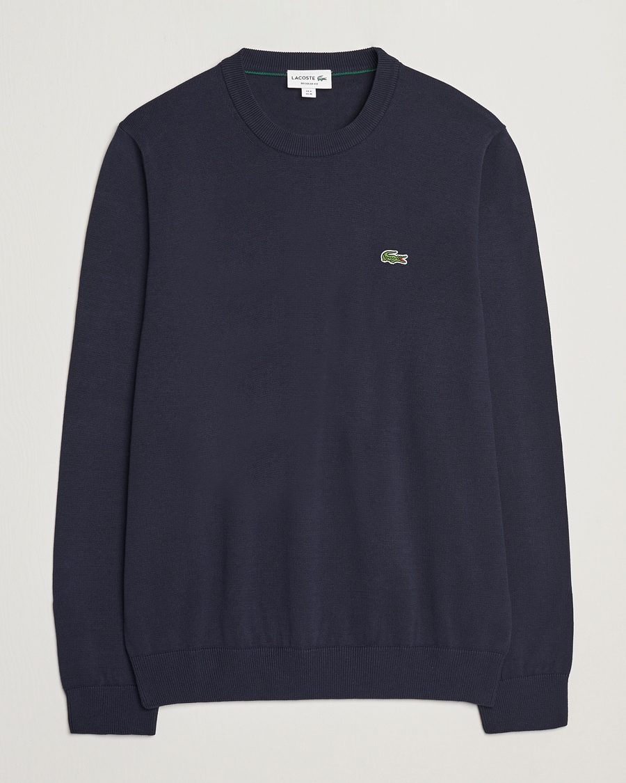 Herre | Trøjer | Lacoste | Cotton Knitted Sweater Navy Blue