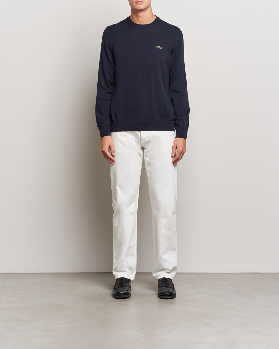 Herre | Trøjer | Lacoste | Cotton Knitted Sweater Navy Blue