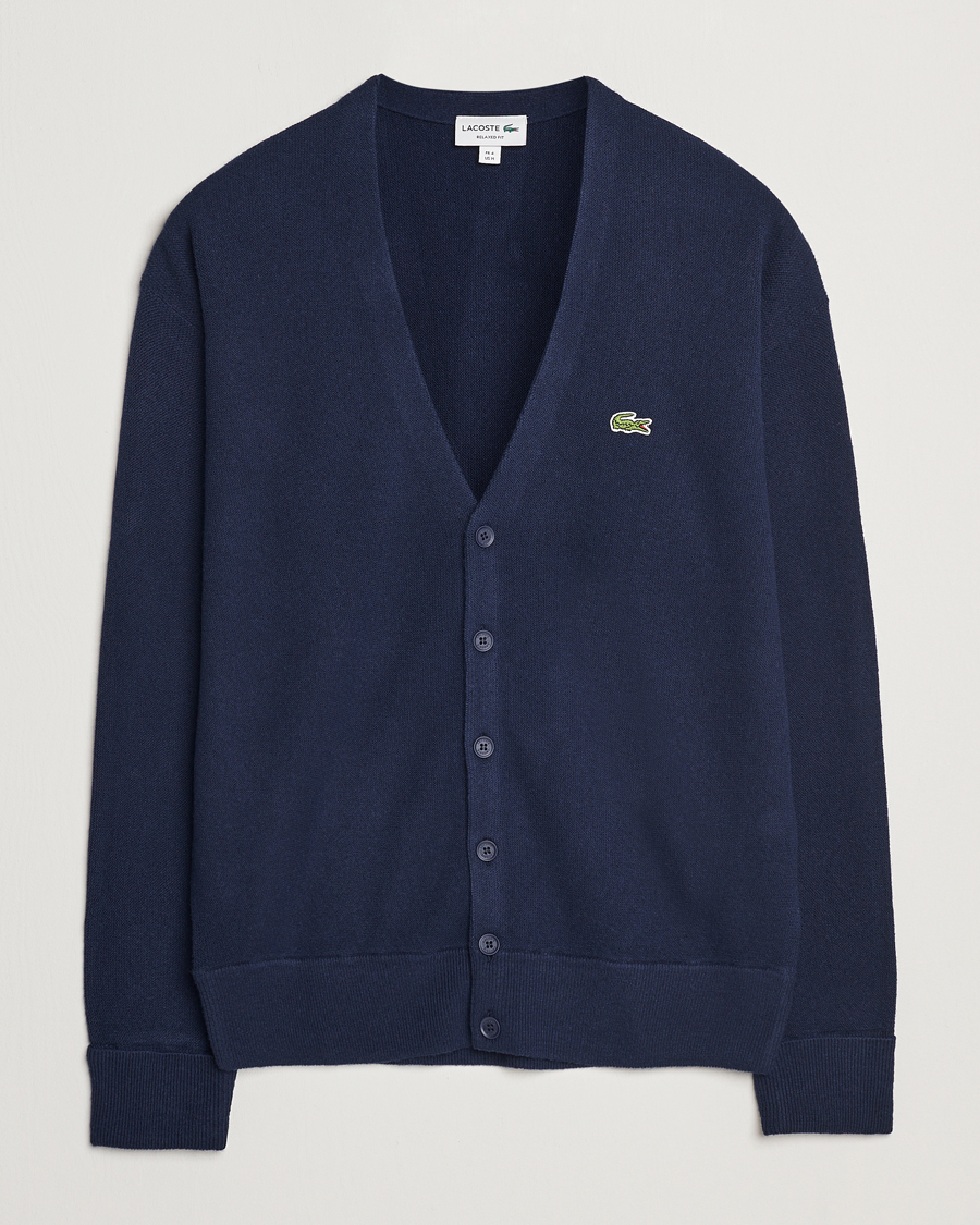 Herre | Trøjer | Lacoste | Carded Wool Cardigan Navy