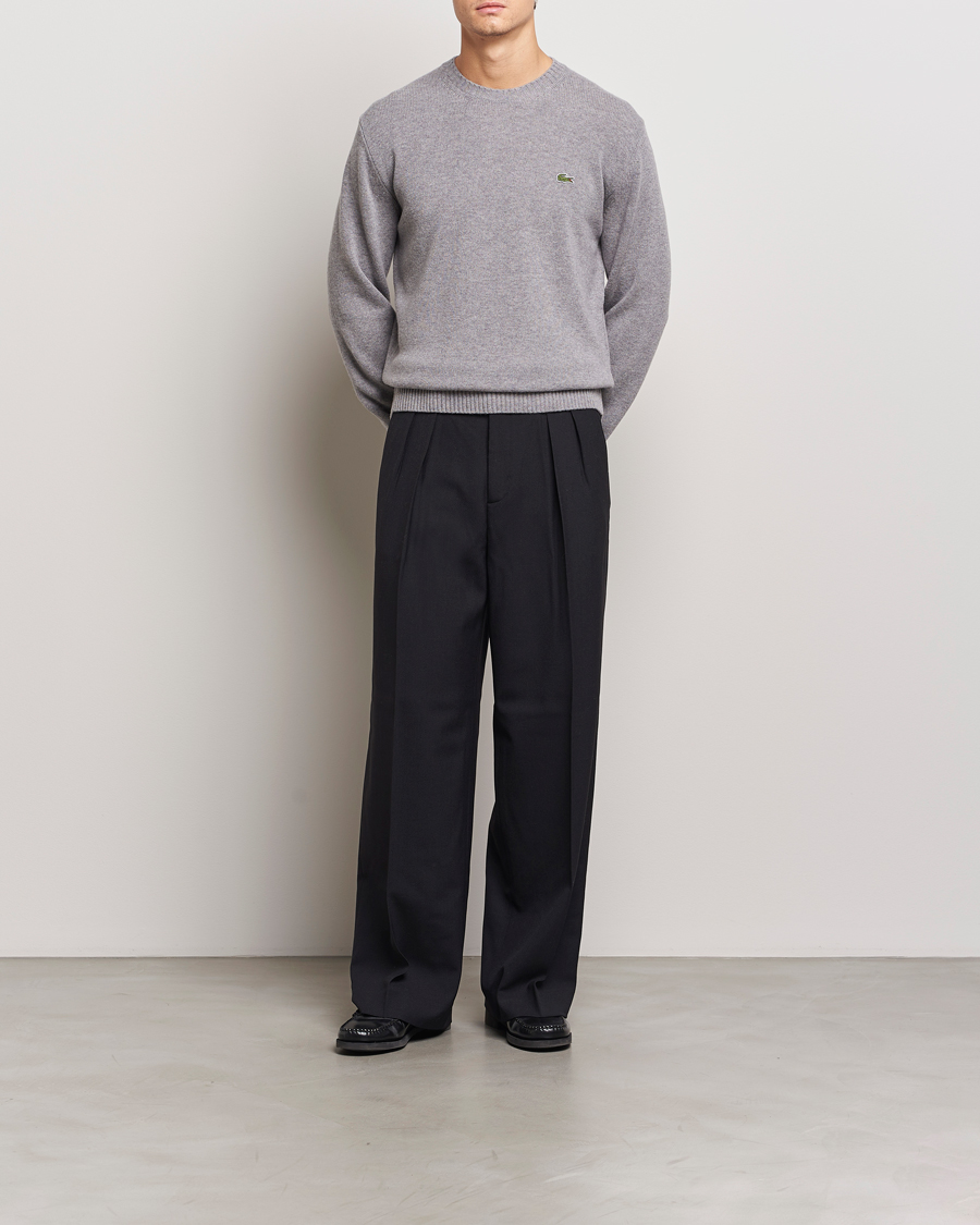 Herre | Trøjer | Lacoste | Carded Wool Crew Neck Silver Chine