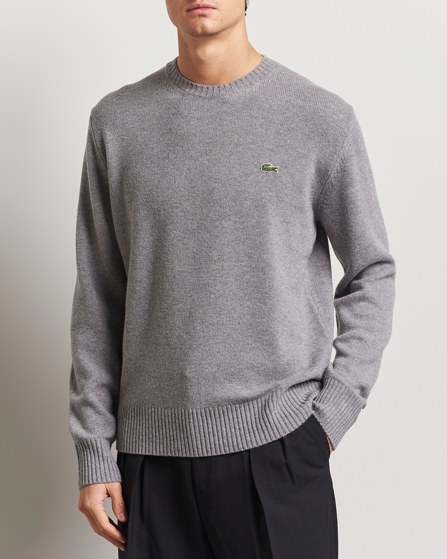 Herre | Trøjer | Lacoste | Carded Wool Crew Neck Silver Chine