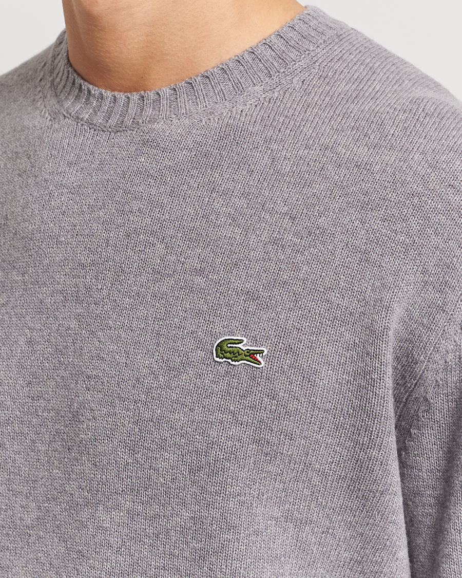Herre | Trøjer | Lacoste | Carded Wool Crew Neck Silver Chine