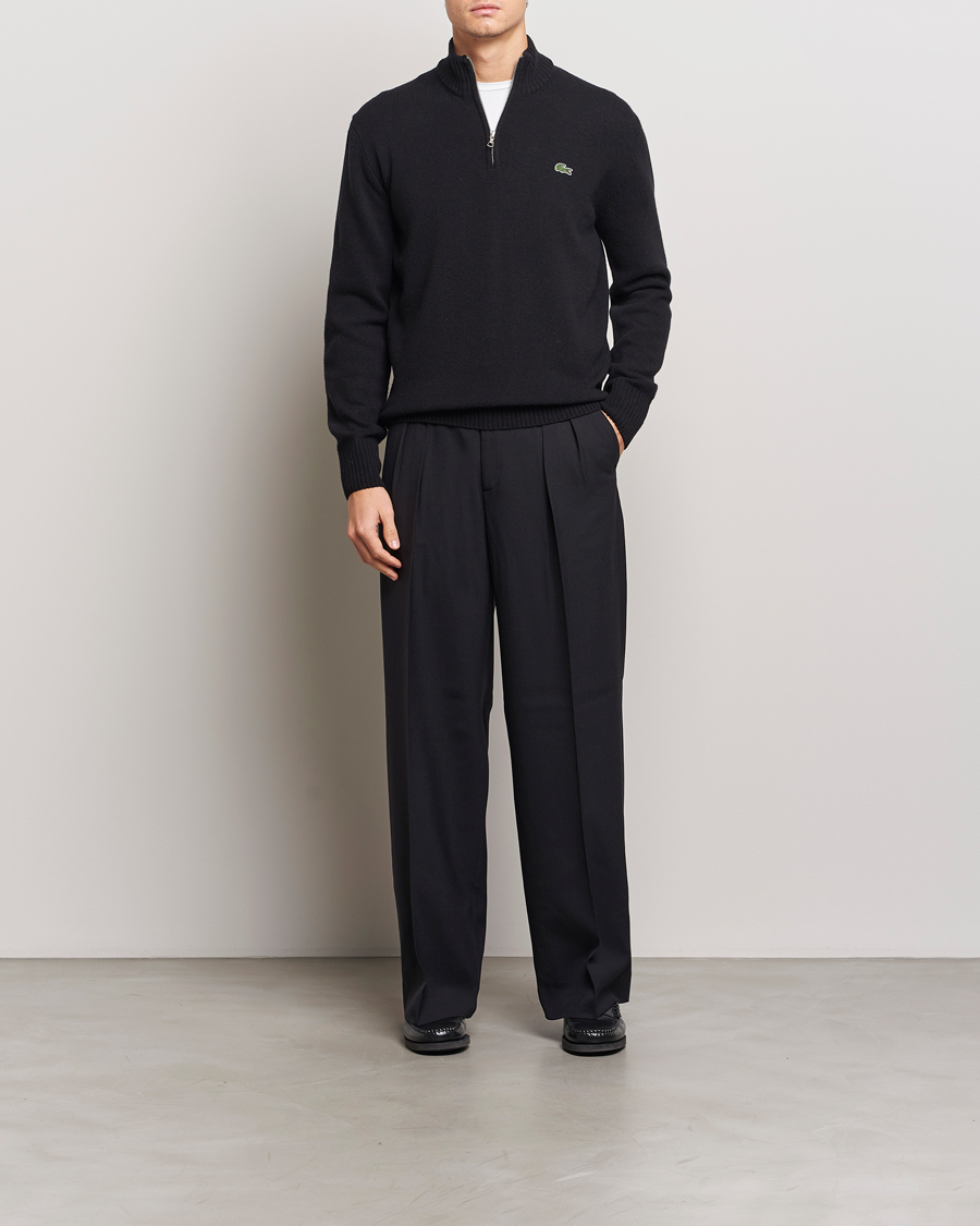 Herre | Trøjer | Lacoste | Carded Wool Half Zip Black