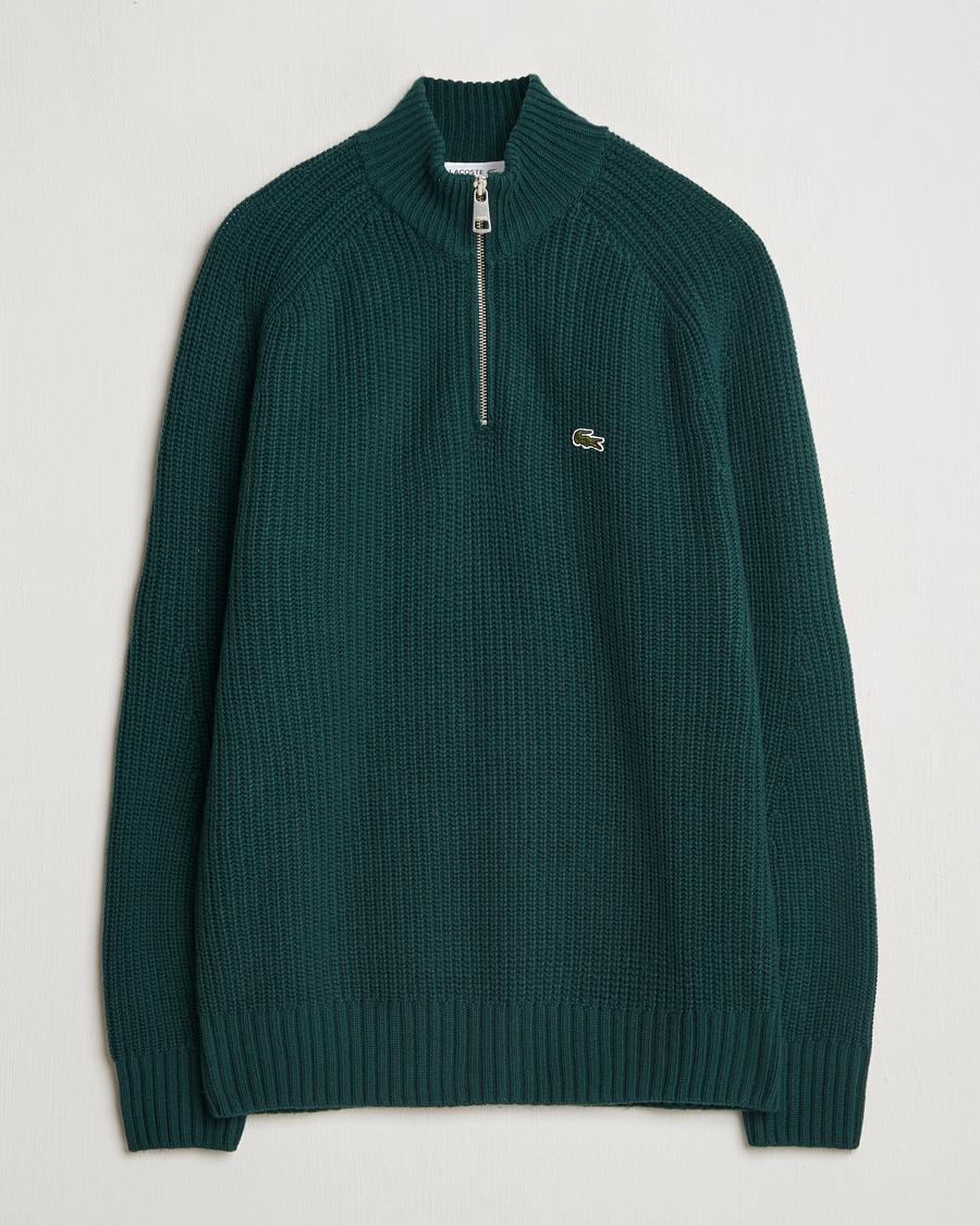 Herre | Trøjer | Lacoste | Heavy Knitted Wool Half Zip Sinople