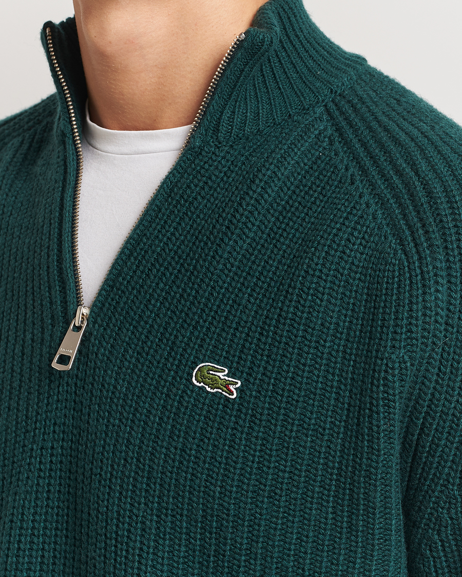 Herre | Trøjer | Lacoste | Heavy Knitted Wool Half Zip Sinople