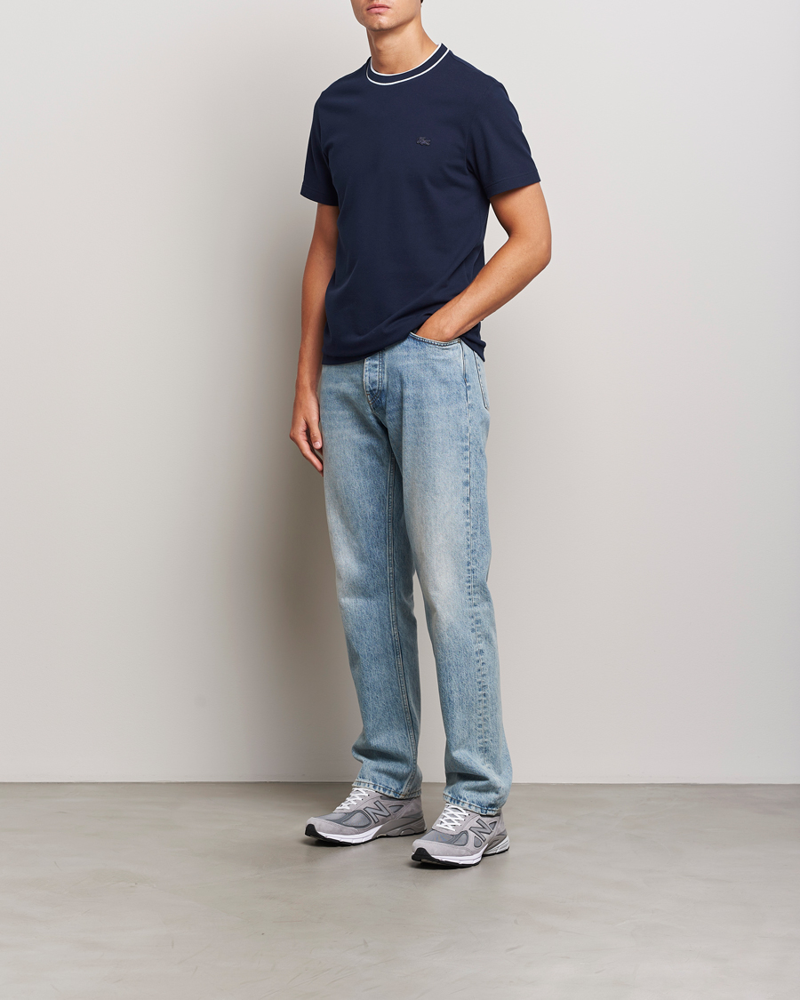 Herre | T-Shirts | Lacoste | Contrast Rib Piqué T-Shirt Navy Blue