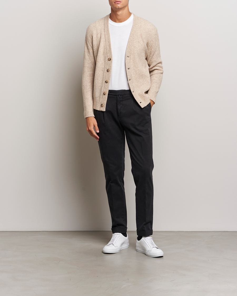 Herre | Bukser | Briglia 1949 | Easy Fit Pleated Cotton Stretch Chino Black