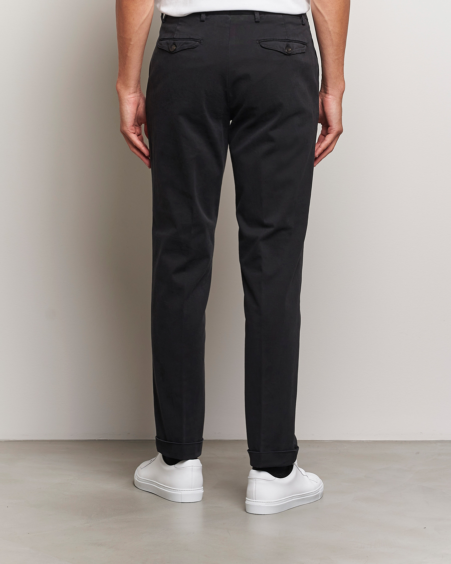 Herre | Bukser | Briglia 1949 | Easy Fit Pleated Cotton Stretch Chino Black