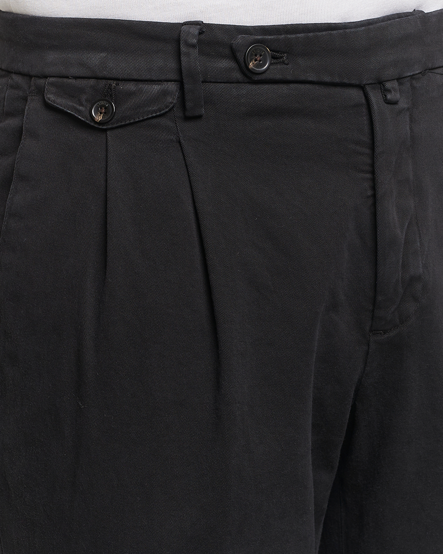 Herre | Bukser | Briglia 1949 | Easy Fit Pleated Cotton Stretch Chino Black