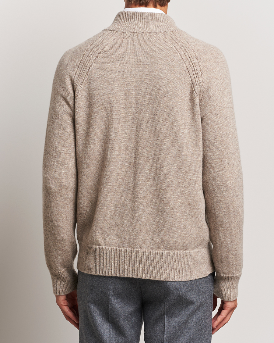 Herre | Trøjer | Kiton | Cashmere Raglan Full Zip Beige