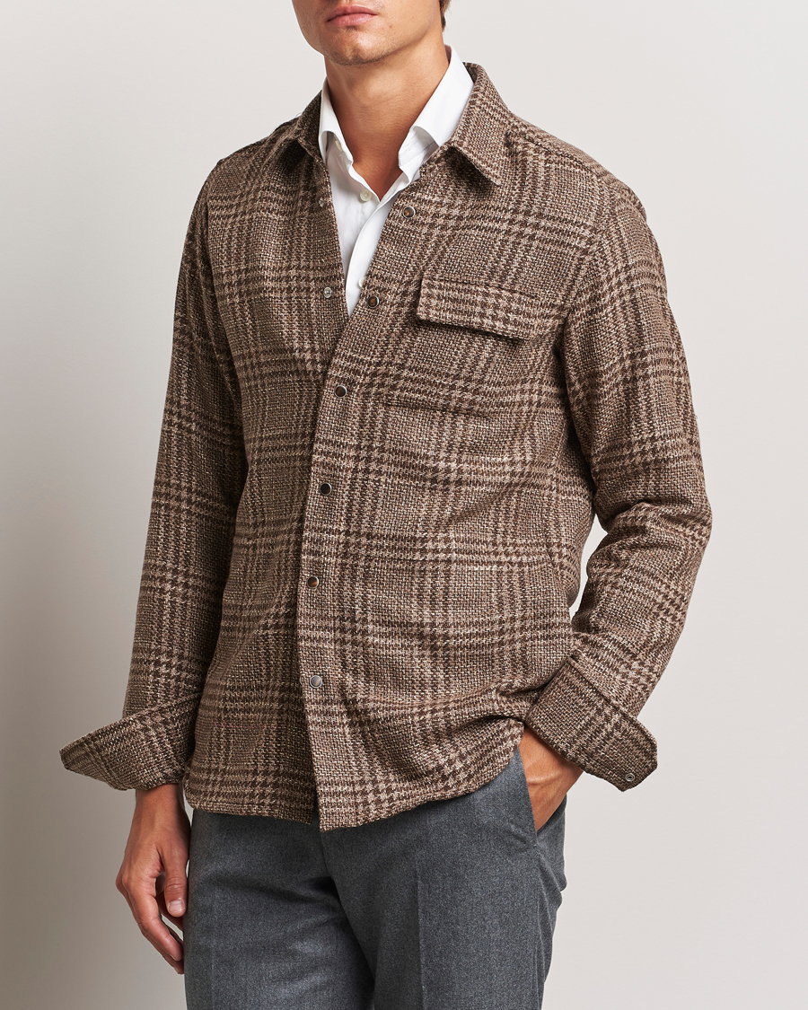 Herre | Skjorter | Kiton | Wool Check Overshirt Brown Check