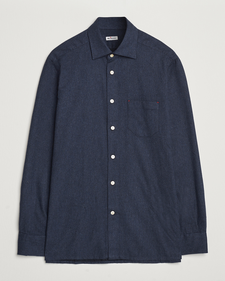 Herre | Skjorter | Kiton | Soft Flannel Sport Shirt Navy