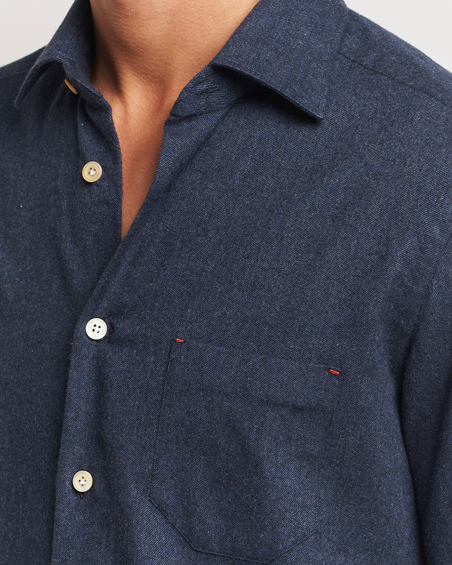 Herre | Skjorter | Kiton | Soft Flannel Sport Shirt Navy