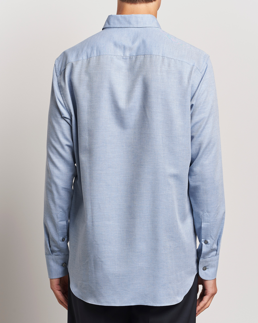 Herre | Skjorter | Brioni | Cotton/Cashmere Flannel Shirt Light Blue