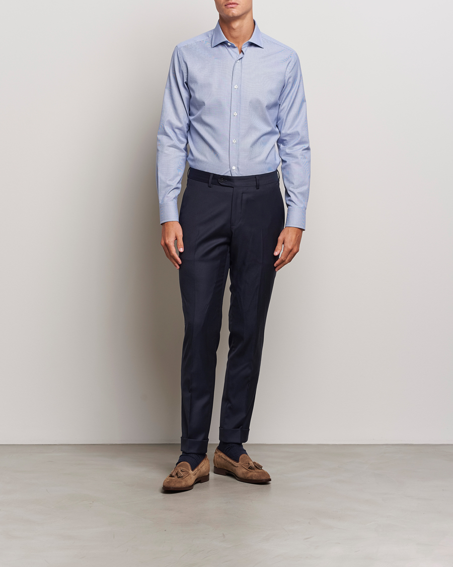 Herre | Skjorter | Brioni | Slim Fit Micro Structure Dress Shirt Light Blue