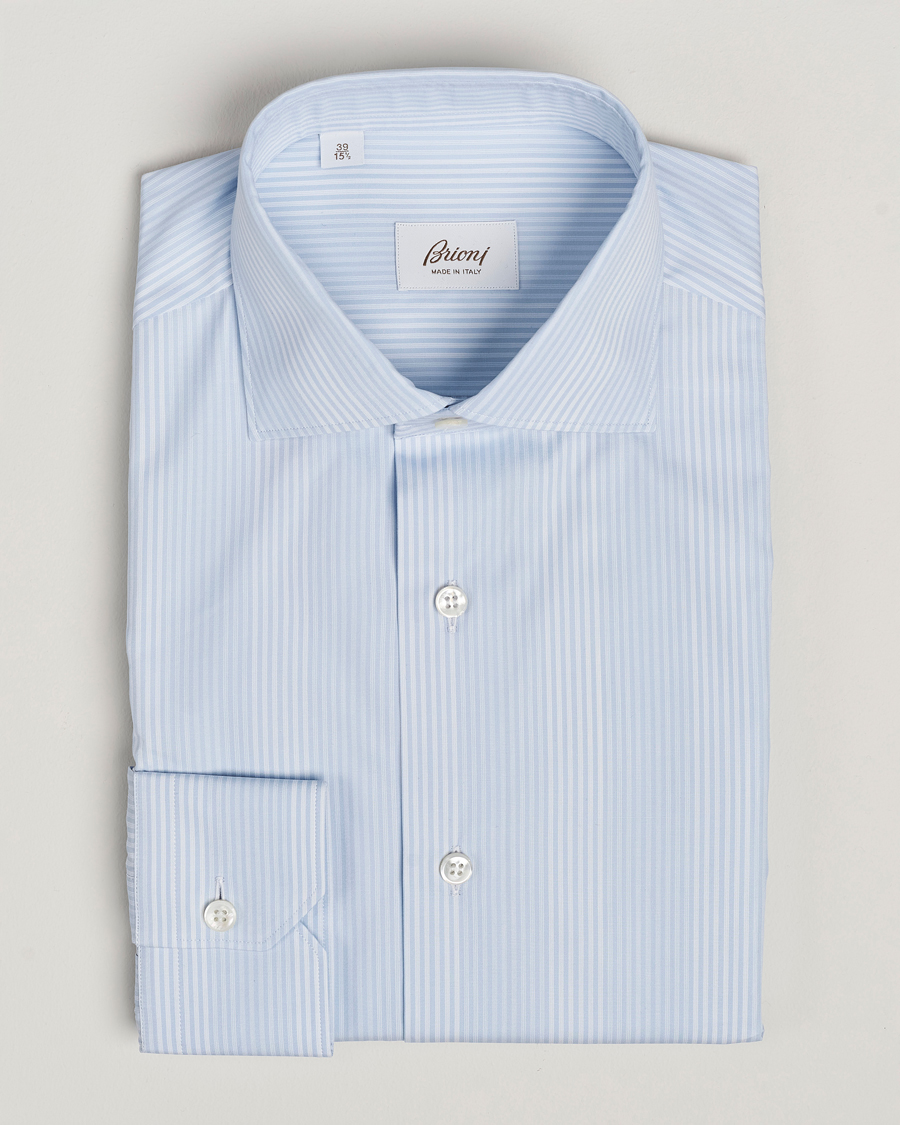 Herre | Skjorter | Brioni | Slim Fit Striped Dress Shirt Light Blue