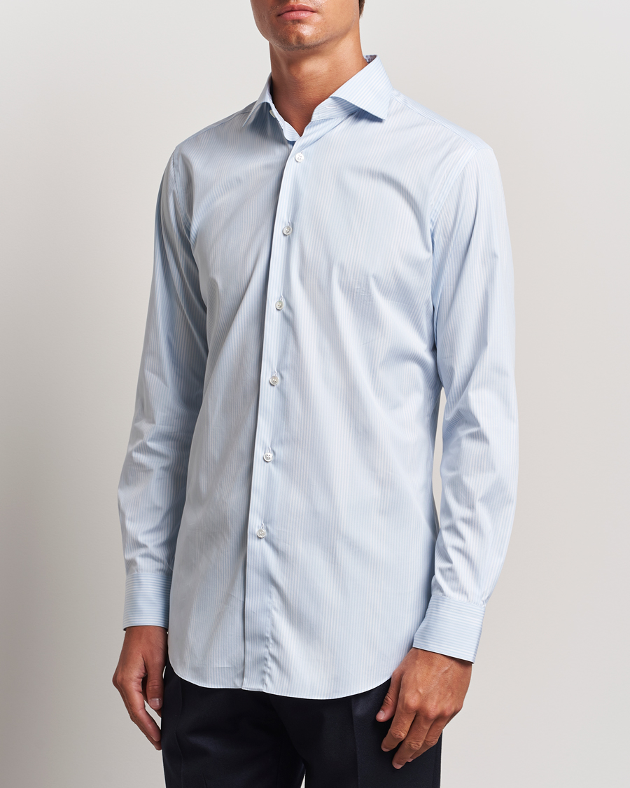 Herre | Skjorter | Brioni | Slim Fit Striped Dress Shirt Light Blue