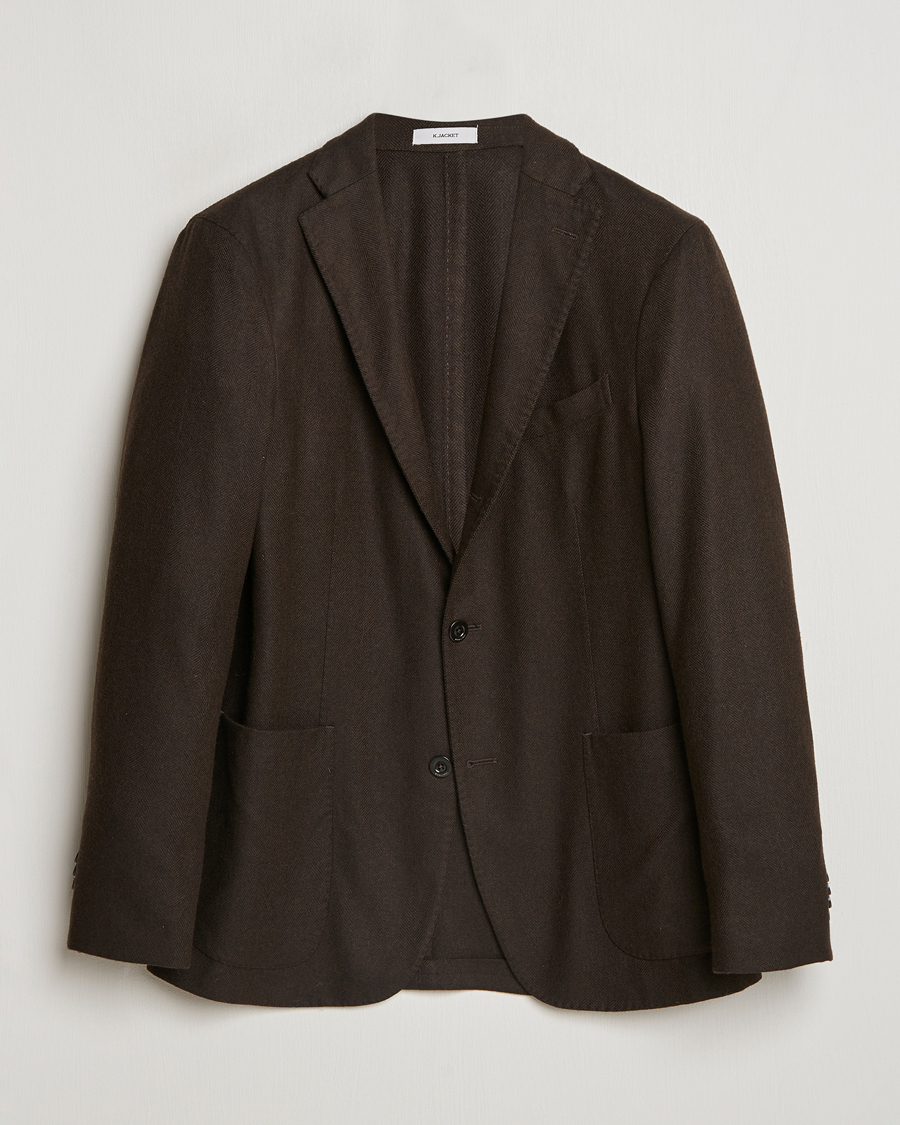 Herre | Blazere & jakker | Boglioli | K Jacket Wool Herringbone Blazer Dark Brown