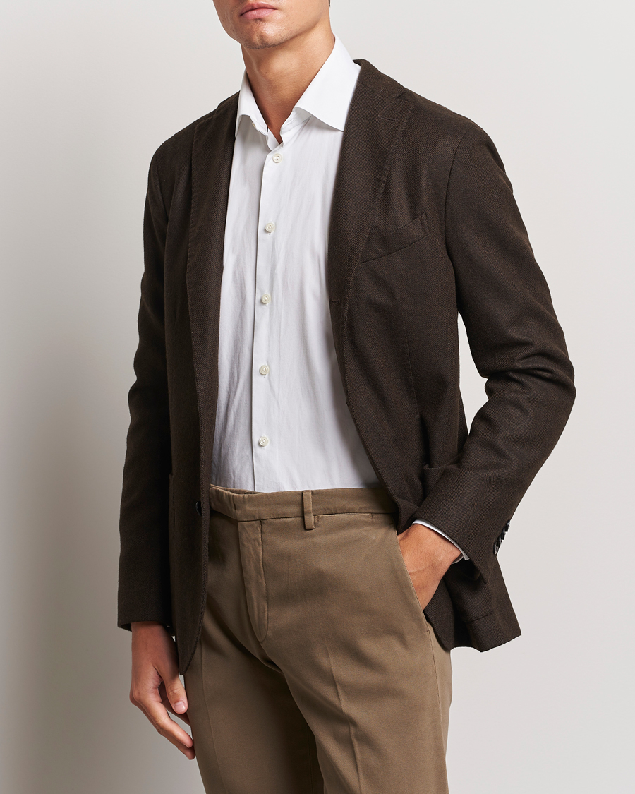 Herre | Blazere & jakker | Boglioli | K Jacket Wool Herringbone Blazer Dark Brown