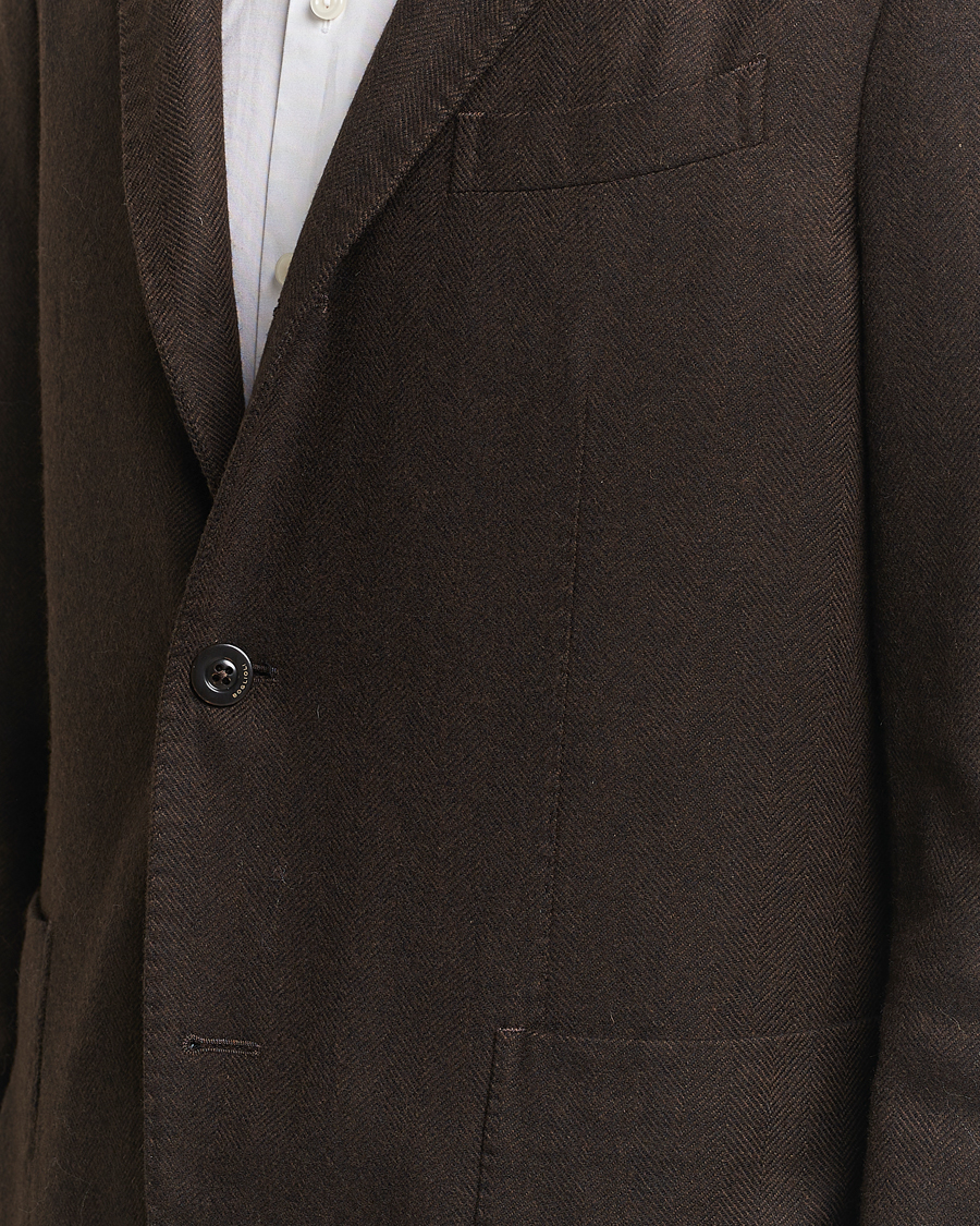 Herre | Blazere & jakker | Boglioli | K Jacket Wool Herringbone Blazer Dark Brown