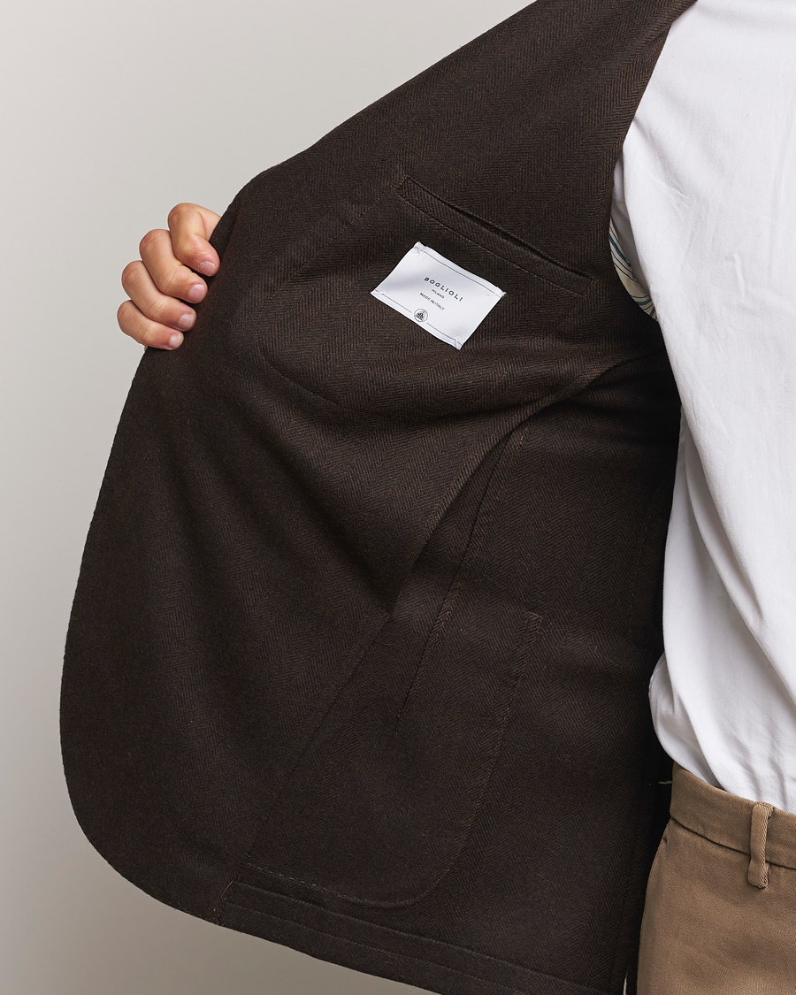 Herre | Blazere & jakker | Boglioli | K Jacket Wool Herringbone Blazer Dark Brown