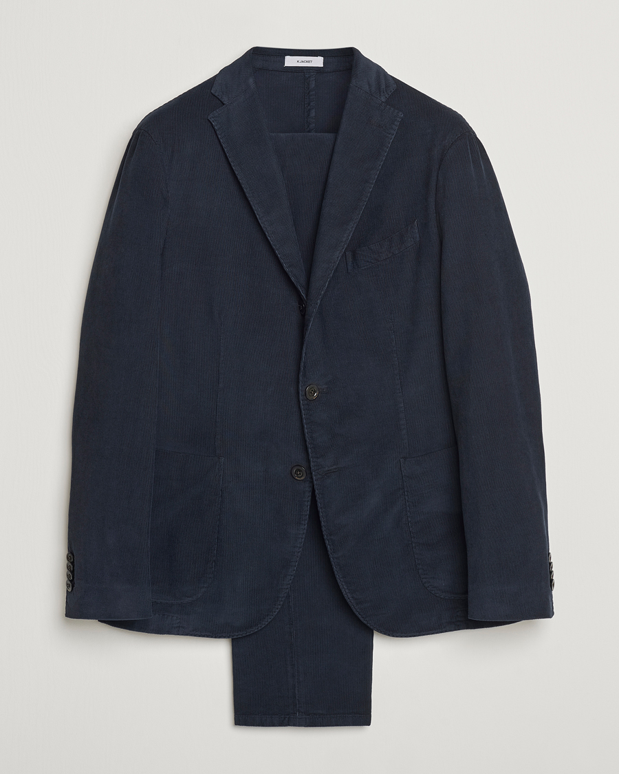 Herre | Boglioli K Jacket Baby Corduroy Suit Navy | Boglioli | K Jacket Baby Corduroy Suit Navy