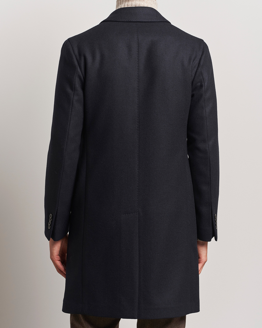 Herre | Jakker | Boglioli | Herringbone Wool Coat Navy
