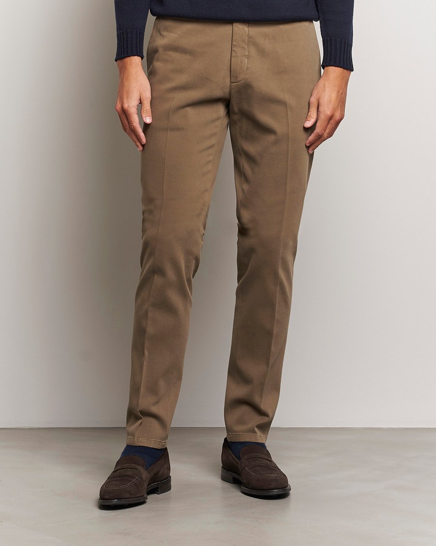 Herre | Bukser | Boglioli | Cotton Twill Trousers Brown
