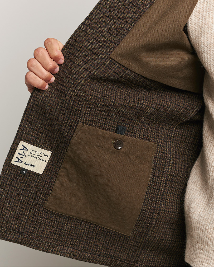 Herre | Jakker | Aspesi | Wool Houndstooth Jacket Dark Brown