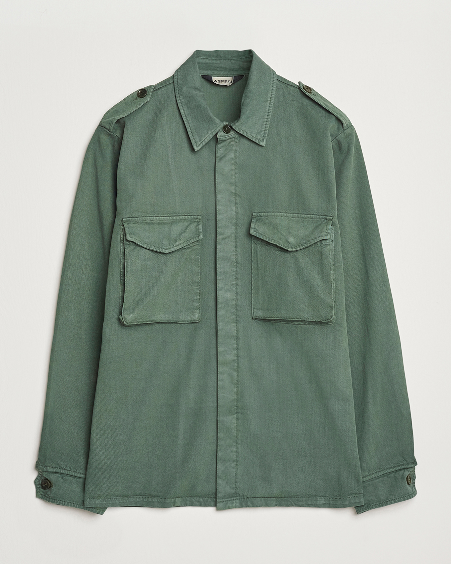 Herre | Jakker | Aspesi | Twill Cotton Shirt Jacket Green