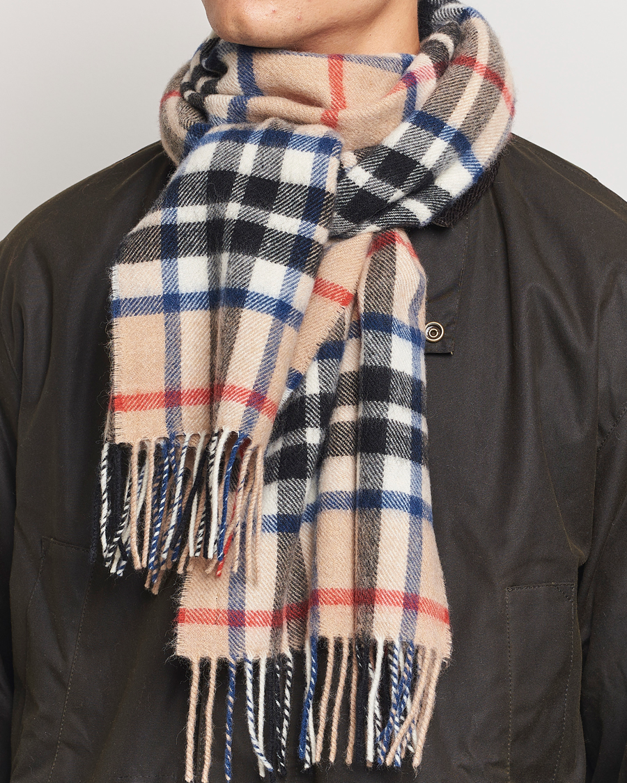 Herre | Gloverall Lambswool Scarf Camel Check | Gloverall | Lambswool Scarf Camel Check