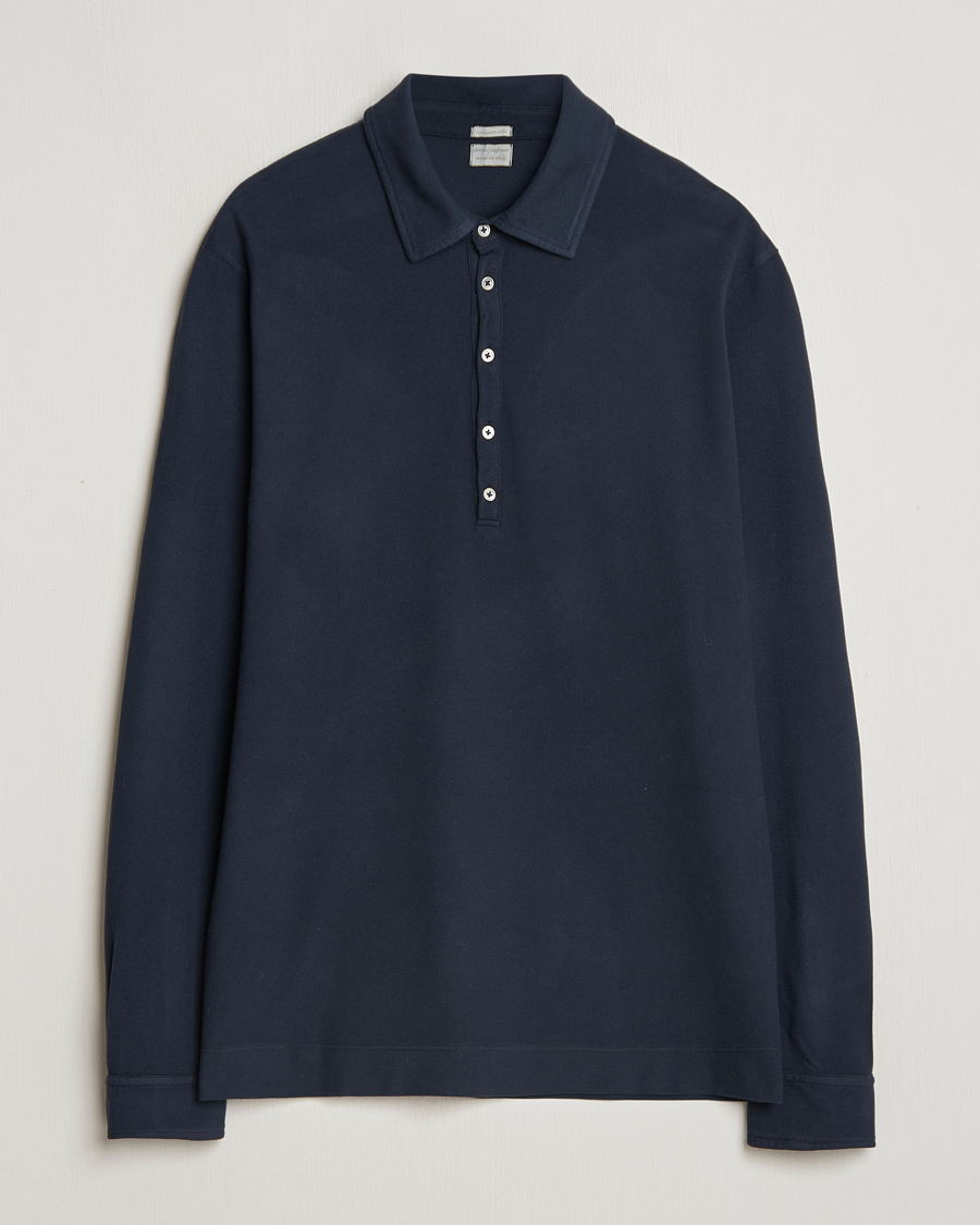Herre | Polotrøjer | Massimo Alba | Ischia Cotton/Cashmere Long Sleeve Polo Navy