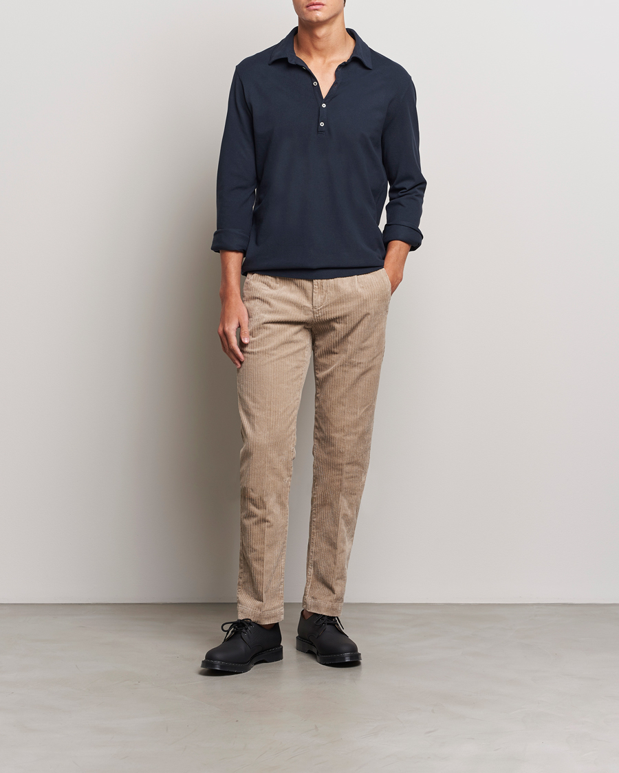 Herre | Polotrøjer | Massimo Alba | Ischia Cotton/Cashmere Long Sleeve Polo Navy