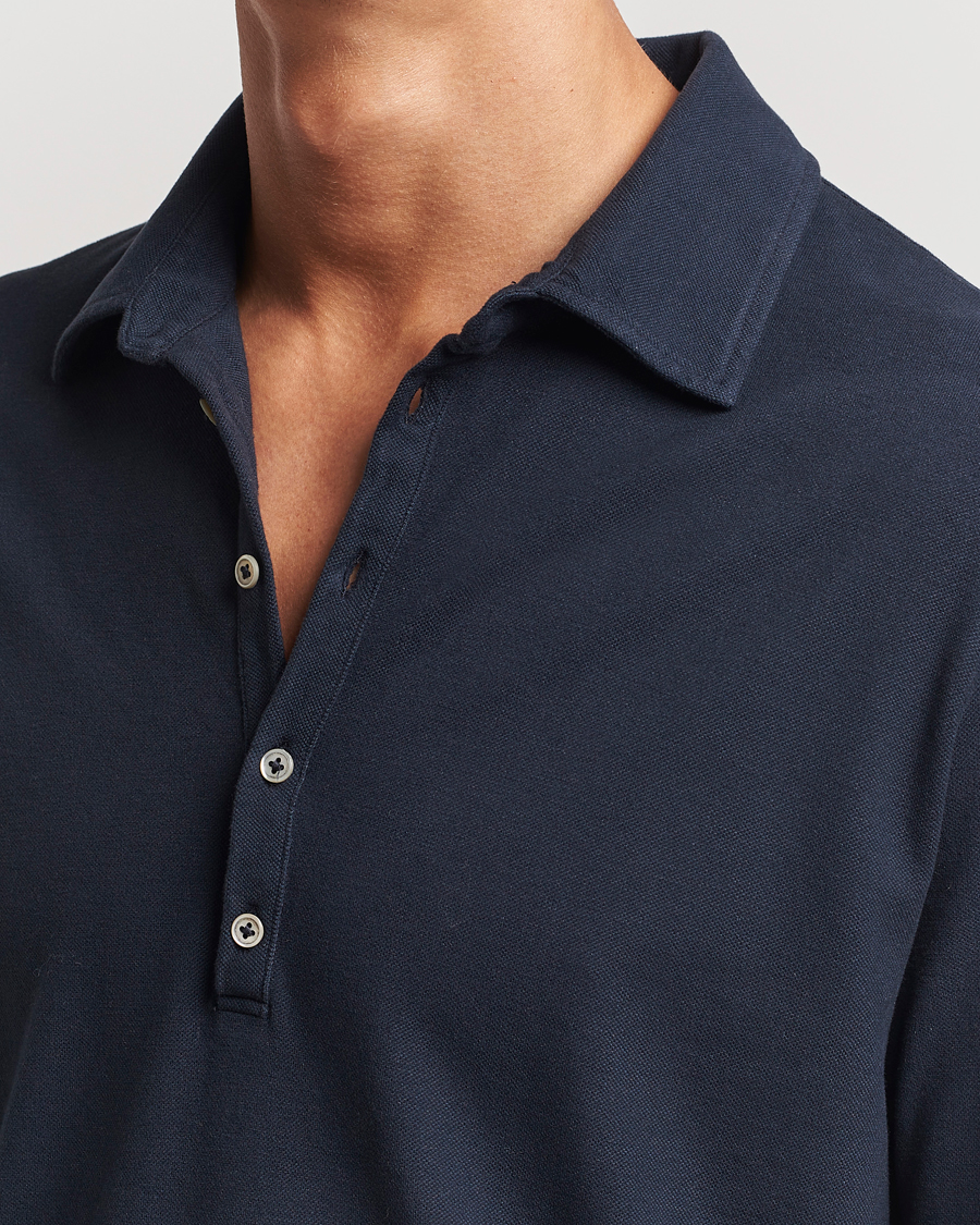Herre | Polotrøjer | Massimo Alba | Ischia Cotton/Cashmere Long Sleeve Polo Navy