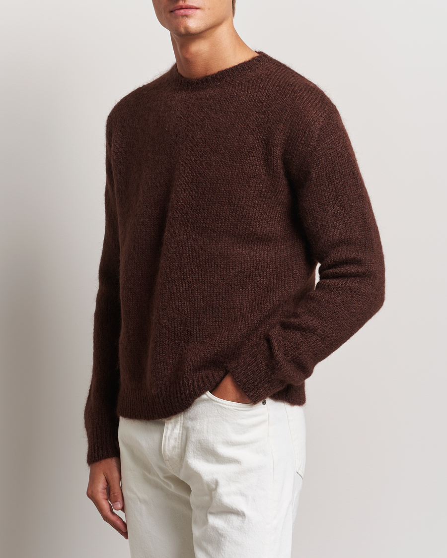 Herre | Trøjer | Massimo Alba | Mohair Crew Neck Cocco