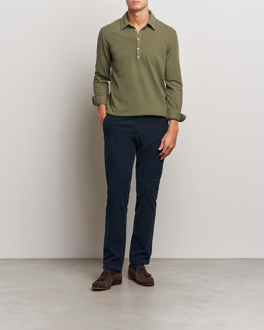 Herre | Trøjer | Massimo Alba | Ischia Cotton/Cashmere Long Sleeve Polo Military