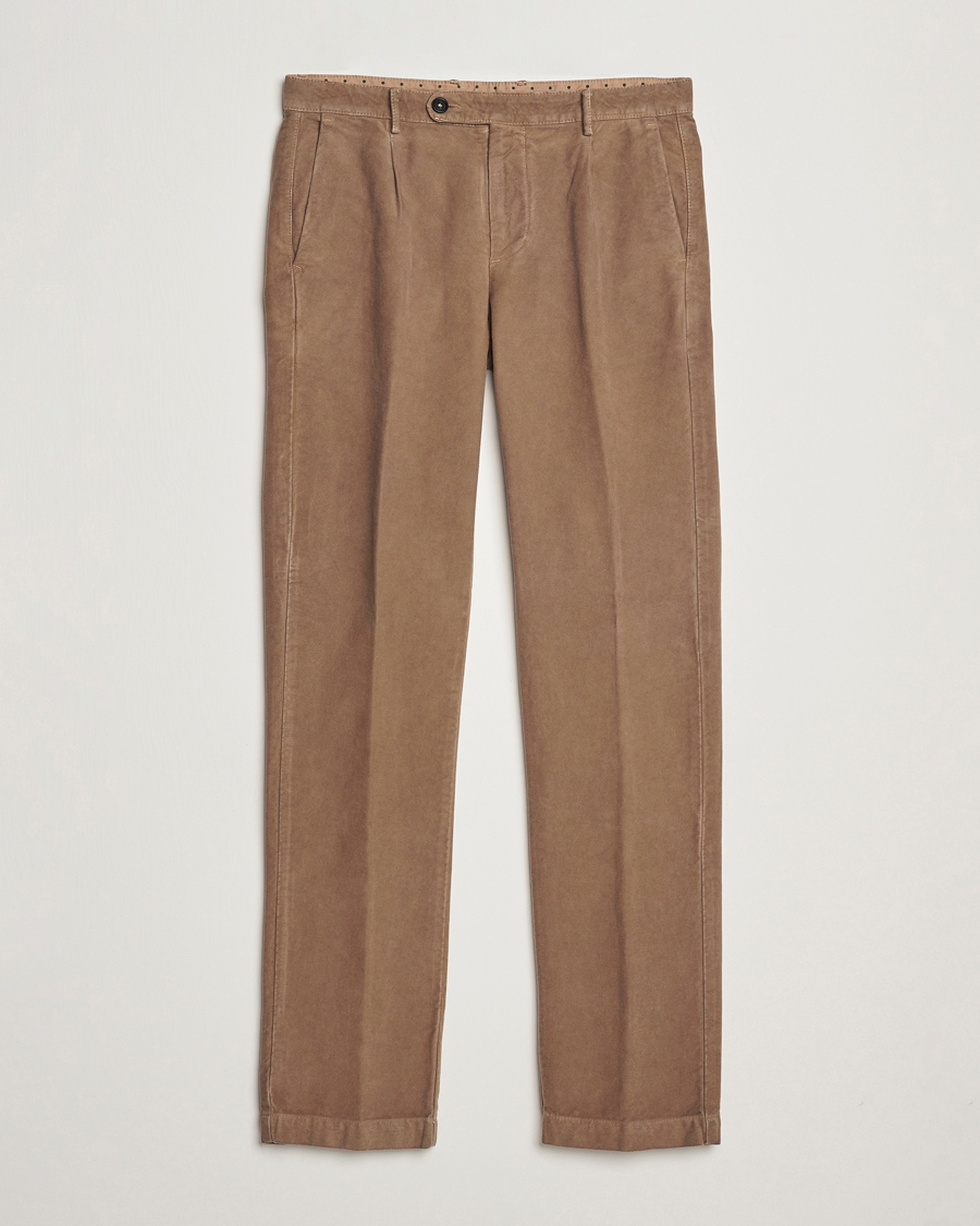 Herre | Bukser | Massimo Alba | Ionio Pleated Moleskine Trousers Brown