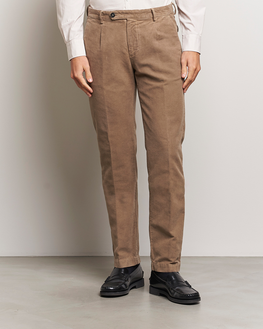 Herre | Bukser | Massimo Alba | Ionio Pleated Moleskine Trousers Brown