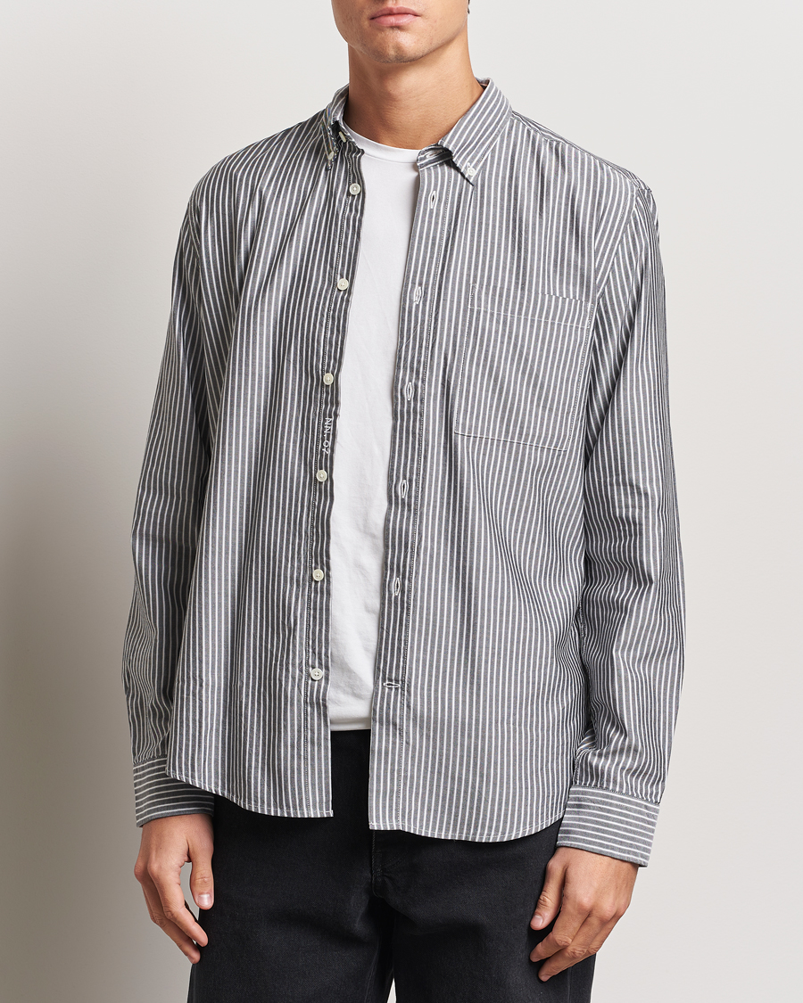 Herre | Skjorter | NN07 | Arne Tencel Striped Shirt Black/White