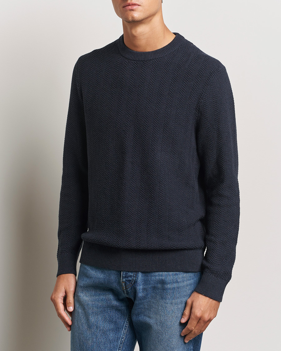 Herre | Trøjer | NN07 | Pete Cotton Knitted Crew Neck Navy Melange