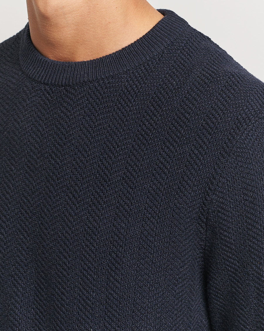 Herre | Trøjer | NN07 | Pete Cotton Knitted Crew Neck Navy Melange
