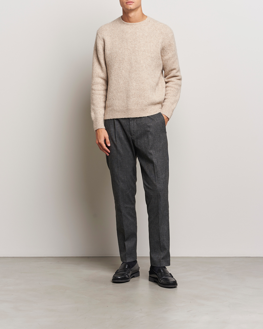 Herre | Bukser | NN07 | Bill Pleated Brushed Cotton Trousers Black Melange