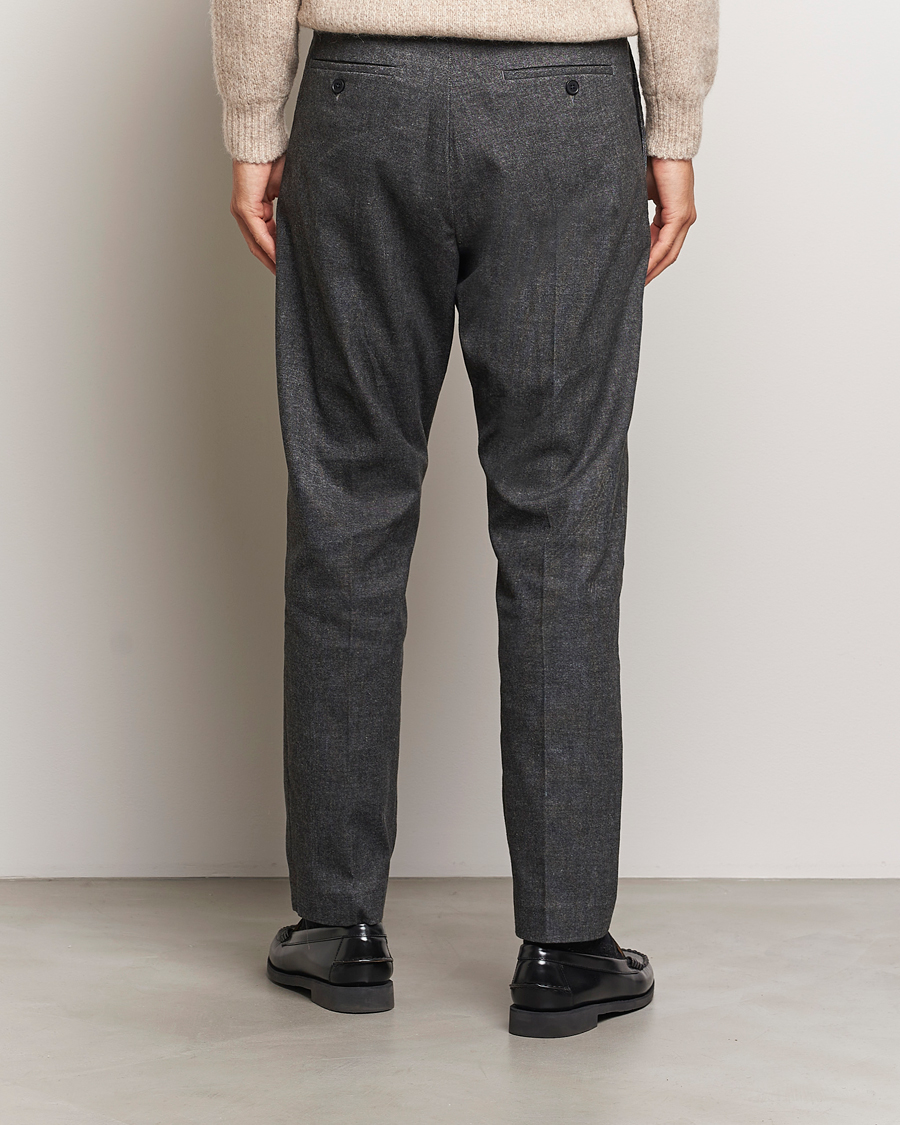 Herre | Bukser | NN07 | Bill Pleated Brushed Cotton Trousers Black Melange