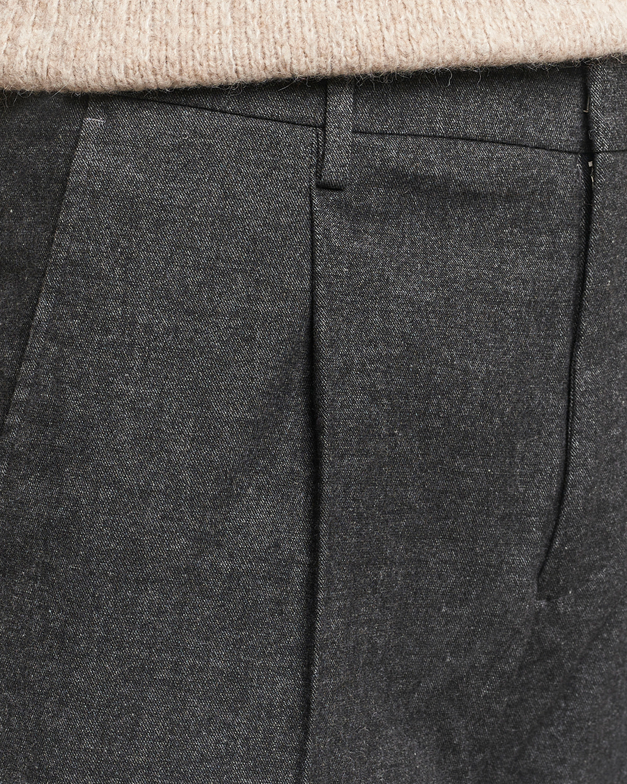 Herre | Bukser | NN07 | Bill Pleated Brushed Cotton Trousers Black Melange