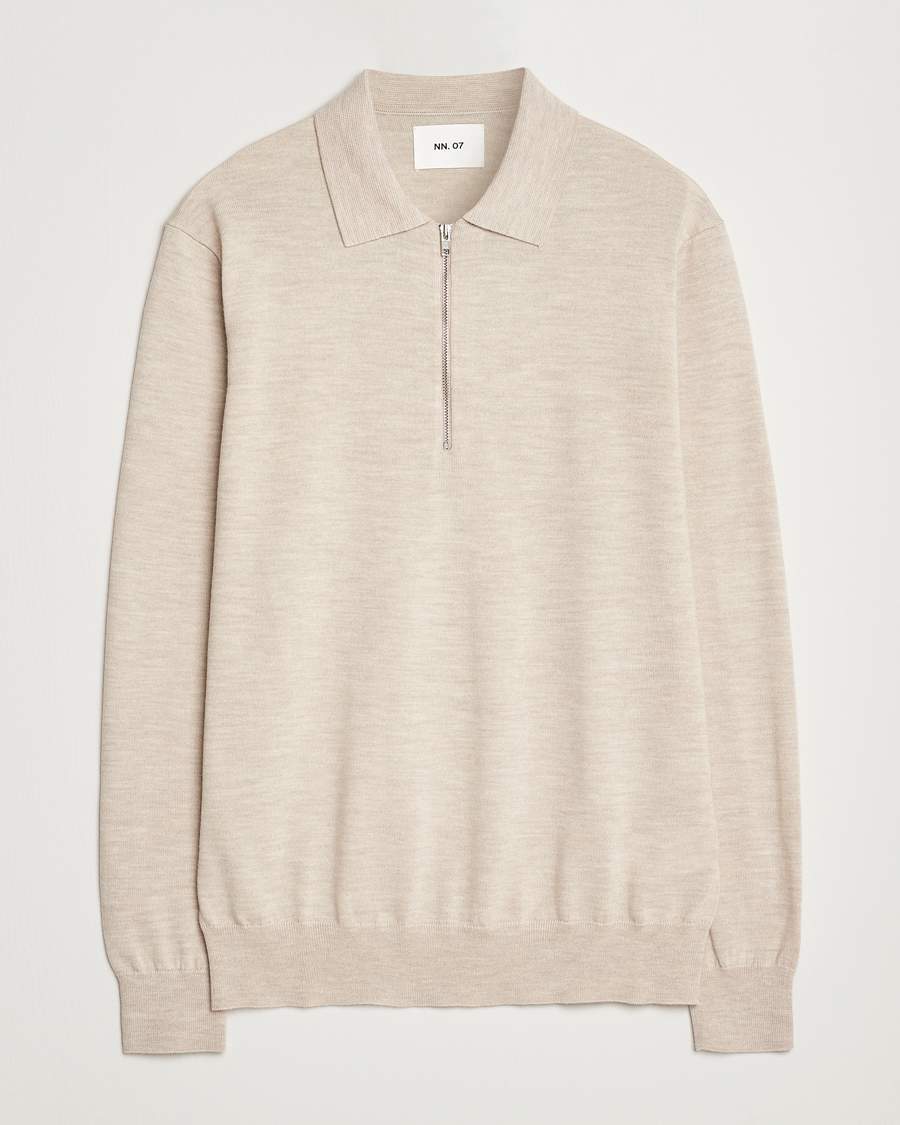 Herre | Trøjer | NN07 | Sergio Half Zip Light Khaki Melange