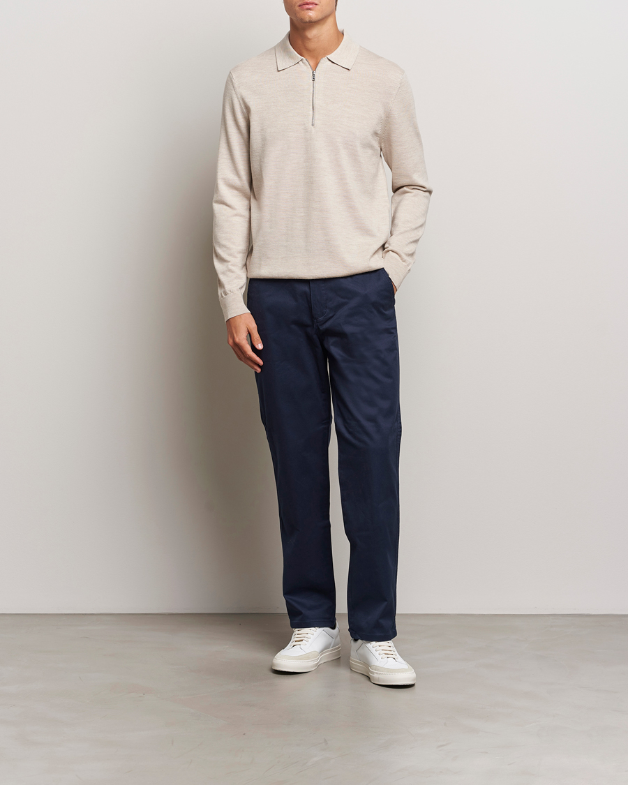 Herre | Trøjer | NN07 | Sergio Half Zip Light Khaki Melange