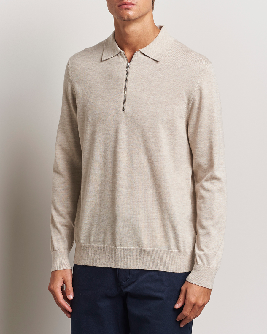 Herre | Trøjer | NN07 | Sergio Half Zip Light Khaki Melange