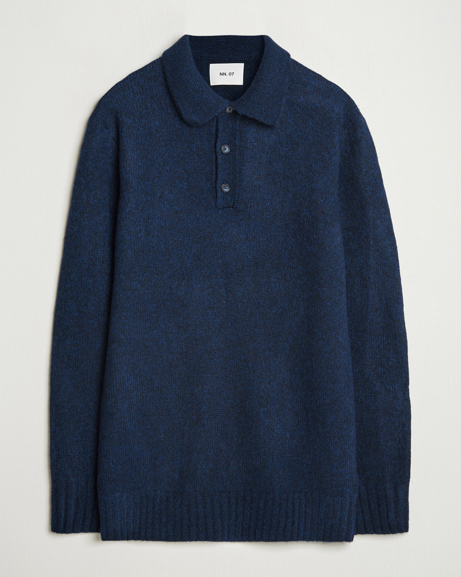 Herre | Trøjer | NN07 | Lee Brushed Wool Polo Navy Blue