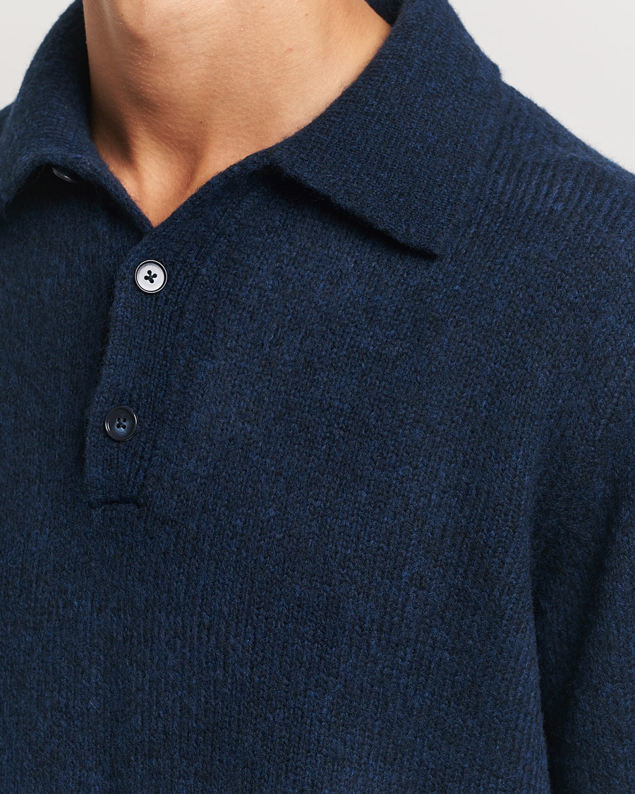 Herre | Trøjer | NN07 | Lee Brushed Wool Polo Navy Blue